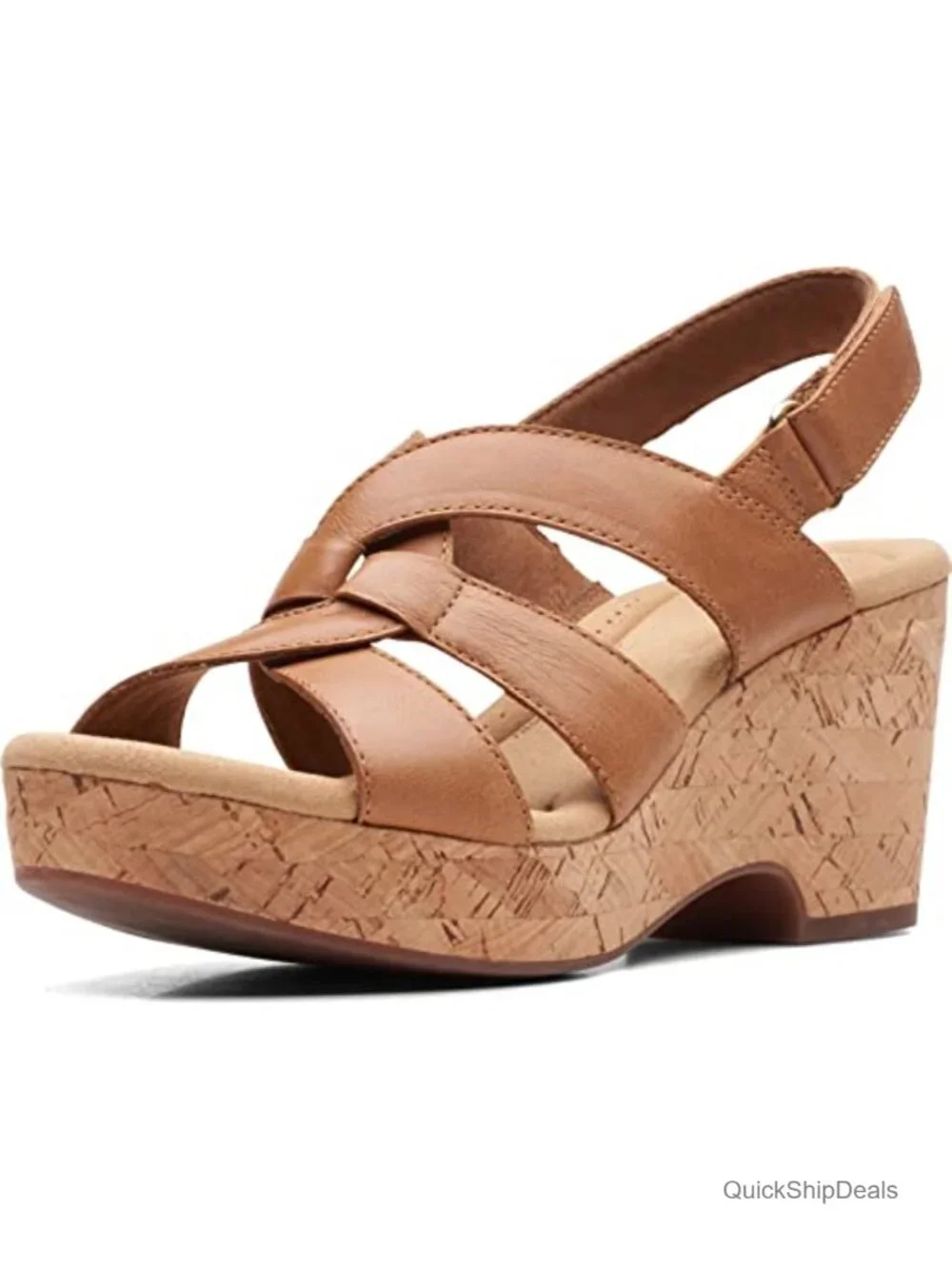 Cork Wedge Sandals with Open Toe and Slingback Strap
